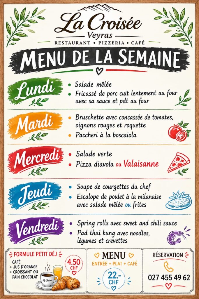 Menu de la semaine