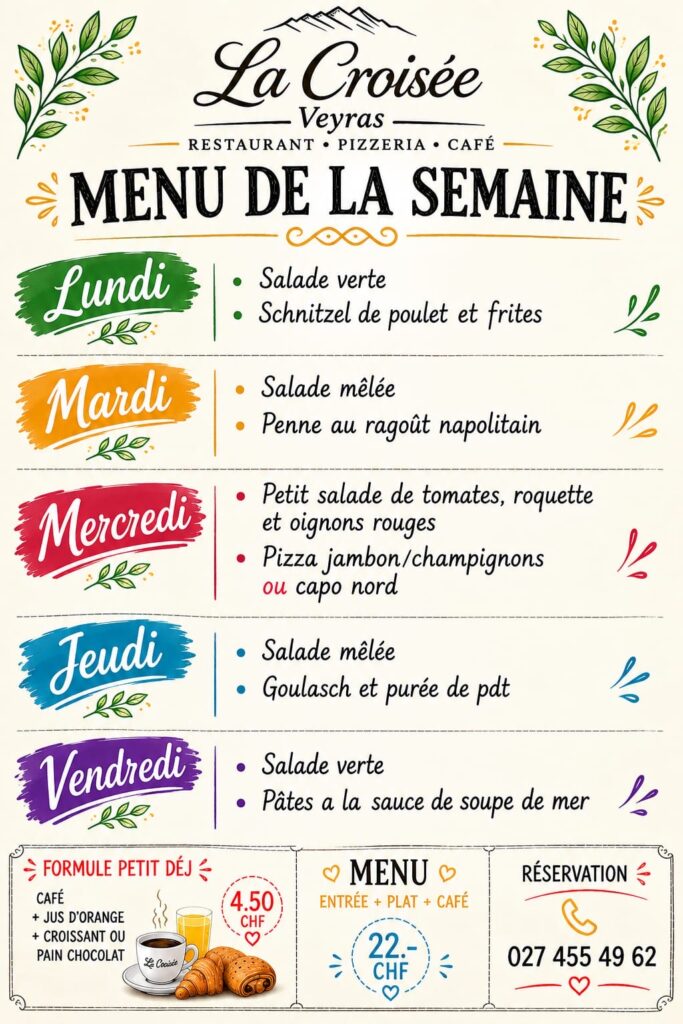 Menu de la semaine